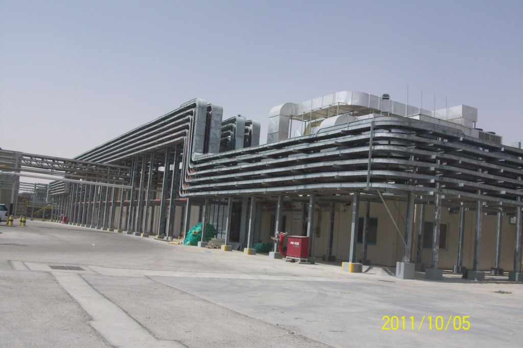 Multi-level cable trays carried on steel support columns